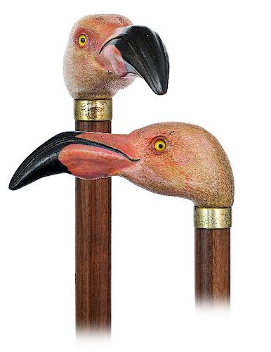 176 PINK FLAMINGO HEAD CANE CA  373c7d