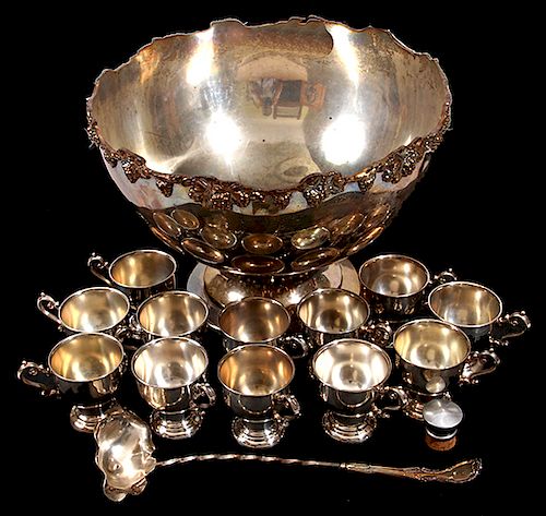LARGE SILVER PLATE PUNCHBOWLFirst half