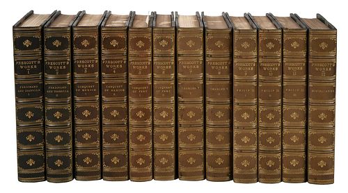 12 VOLUMES, THE WORKS OF W.H. PRESCOTTincluding: