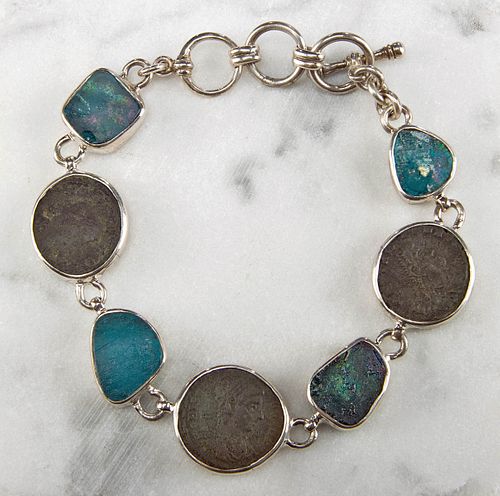 SILVER BRACELET W/ ROMAN BRONZE