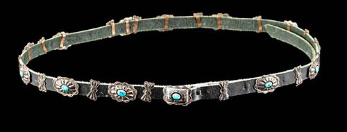 20TH C. NAVAJO SILVER & TURQUOISE