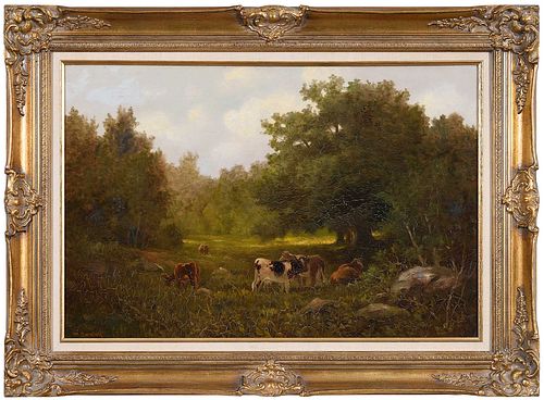 WILLIAM ONGLEY New York 1836 1890 Cows 37169c