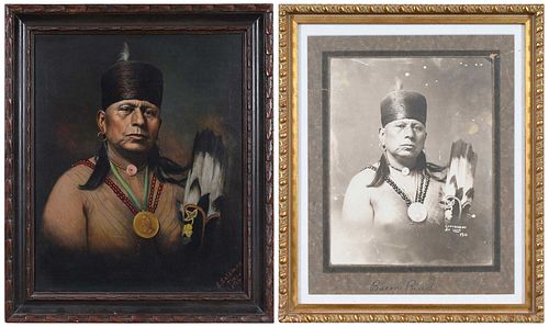 TWO PORTRAITS OF CHIEF BACON RIND Prussian Texas  3716b1