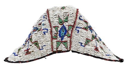 LAKOTA BEADED HIDE CHILD S BONNETlate 3716c7