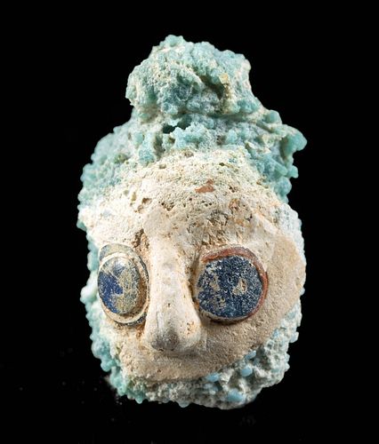 ANCIENT PHOENICIAN FRIT GLASS HEAD AMULETClassical