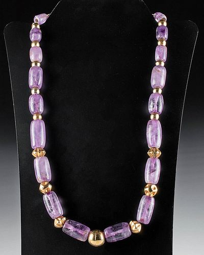 GORGEOUS MOCHE AMETHYST BEAD NECKLACEPre Columbian  371737