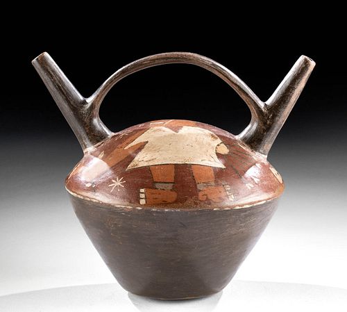 HUARI POTTERY STIRRUP VESSEL WITH 371871