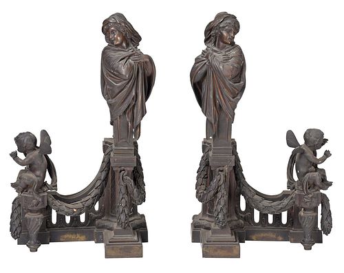 PAIR OF NEOCLASSICAL STYLE PATINATED 37186a