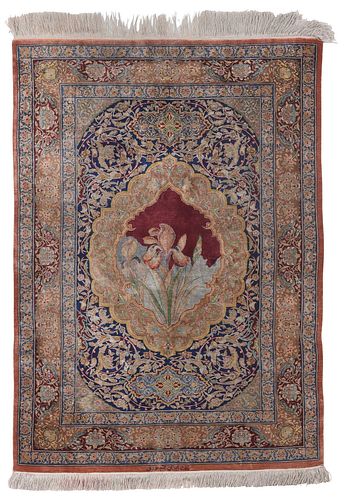 SILK RUG20th century central medallion 3718b8