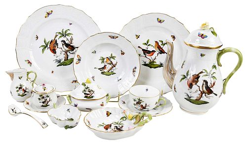 104 PIECE HEREND ROTHSCHILD BIRD PORCELAIN