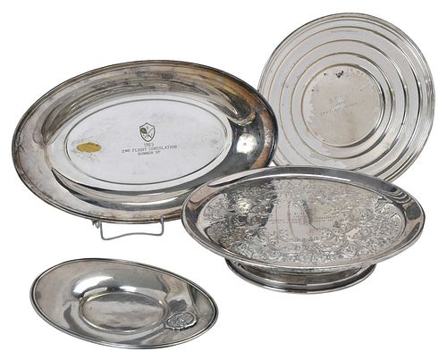 FOUR STERLING AND SILVER PLATE