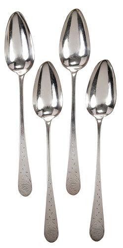 FOUR NEW YORK COINS SILVER SPOONS,