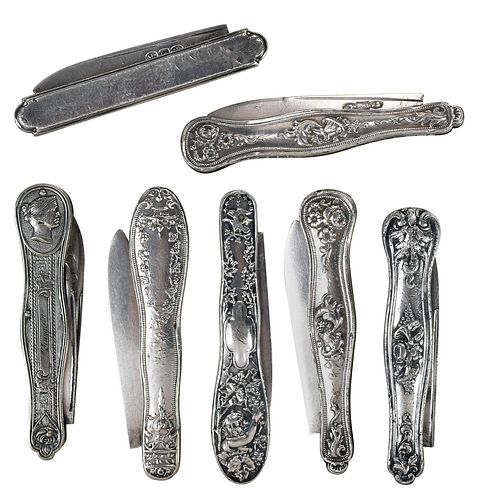 SEVEN SILVER FRUIT KNIVESsix coin 371902