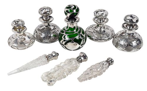 EIGHT GLASS AND SILVER PERFUMESincluding