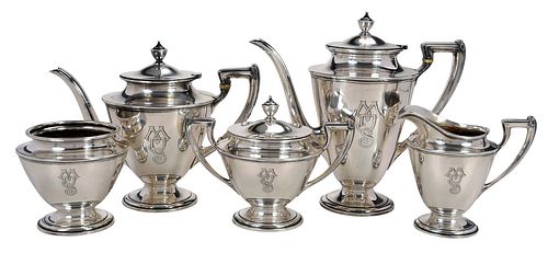 FIVE PIECE WHITING STERLING TEA 371937
