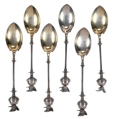 SET OF SIX STERLING ICE CREAM SPOONS