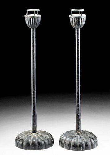 19TH C JAPANESE EDO WOOD CANDLESTICKS 371952