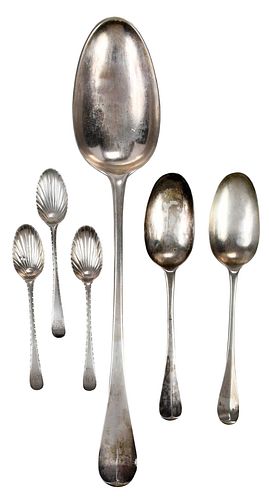 SIX PIECES EARLY ENGLISH SILVERGeorge