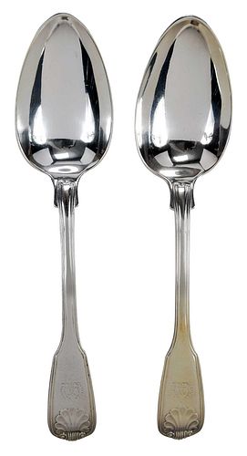 TWO GEORGE III ENGLISH SILVER SPOONS  371975