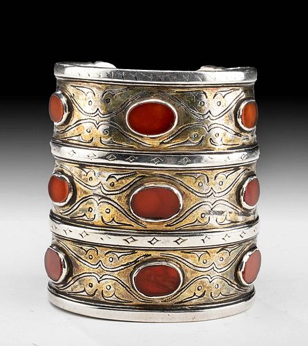 19TH C. TURKOMAN SILVER BRACELET W/