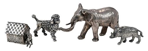 FOUR SILVER ANIMALS20th century,