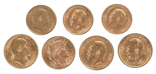 GROUP OF SEVEN FOREIGN GOLD COINSBritish 3719ae