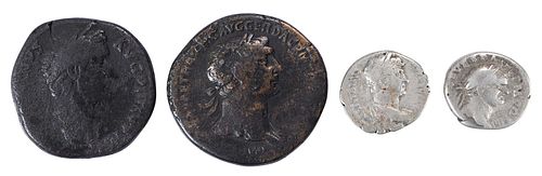 FOUR ANCIENT COINS OF ROMAN EMPERORSsilver