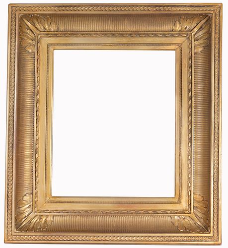 19TH C GILT WOOD FLUTED COVE FRAME19th 3719f2