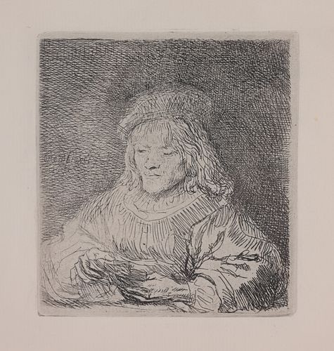 REMBRANDT ETCHING "THE CARD PLAYER"Rembrandt
