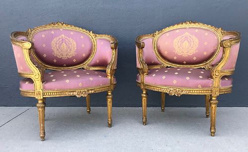 PAIR 19TH C FRENCH GILT CARVED 371a5a