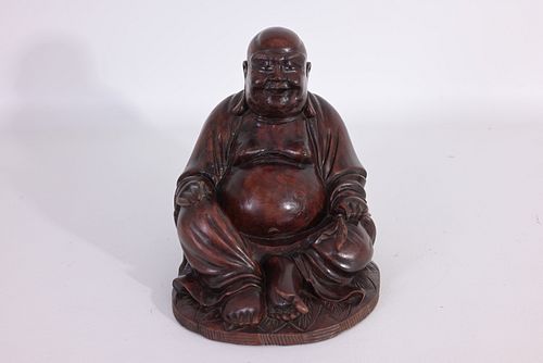 CHINESE CARVED WOOD FIGURE OF A 371a94