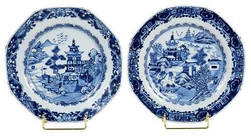 TWO OCTAGONAL CHINESE EXPORT BLUE 371ac7
