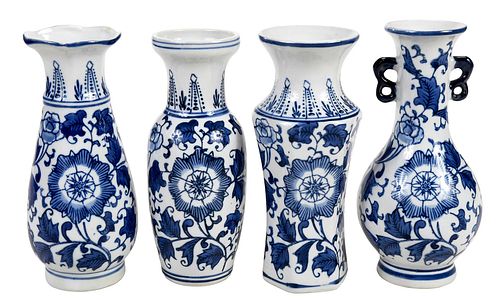 FOUR CHINESE PORCELAIN BLUE AND