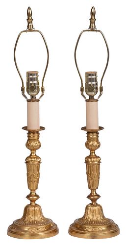 PAIR OF FRENCH GILT BRONZE CANDLESTICKS 371b25