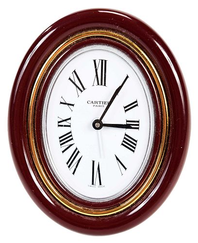 CARTIER MINIATURE DESK CLOCK IN LEATHER