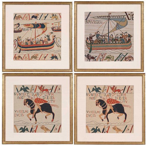 FOUR FRAMED NEEDLEWORK PANELS AFTER 371b55