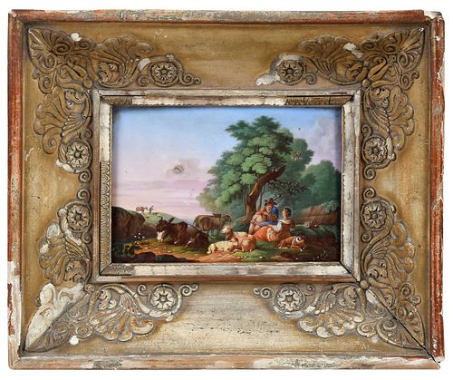 FRAMED HAND PAINTED PORCELAIN PLAQUEBritish 371b62