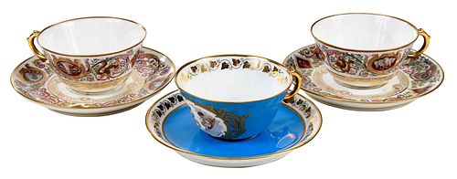 SIX FRENCH PORCELAIN TEACUPS AND