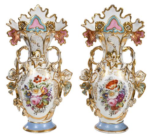 PAIR OF CONTINENTAL PORCELAIN FLORAL