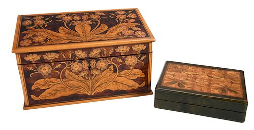 TWO ARTS AND CRAFTS WOOD BOXEScomprising: