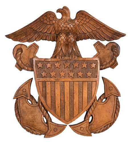 CARVED WOOD PATRIOTIC EAGLE AND 371b9f