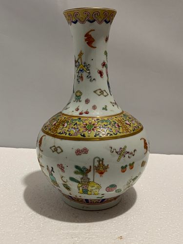 CHINESE QING FAMILLE ROSE BOTTLE 371cba