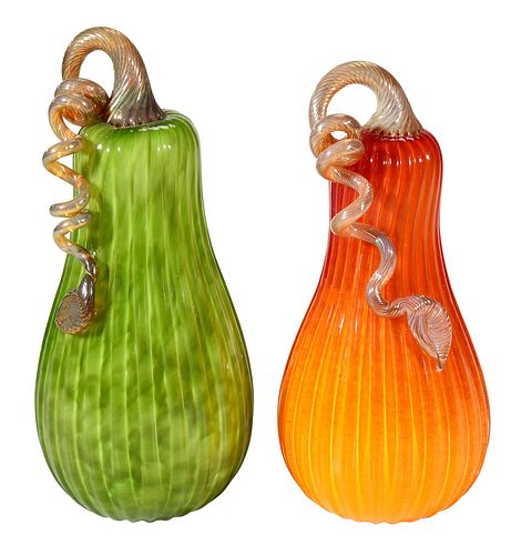 PAIR OF HAND BLOWN GLASS GOURDSpossibly