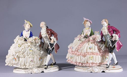 (2) GERMAN PORCELAIN LACE FIGURINE