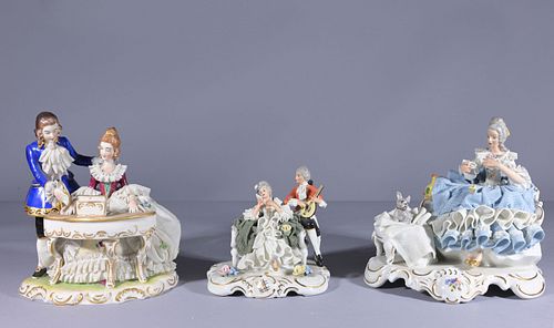 (3) DRESDEN PORCELAIN LACE FIGURINES(3)