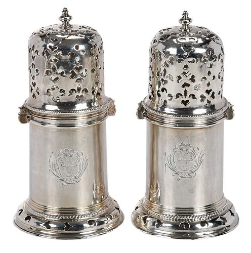 PAIR JAMES II ENGLISH SILVER CASTERSLondon  371e6f