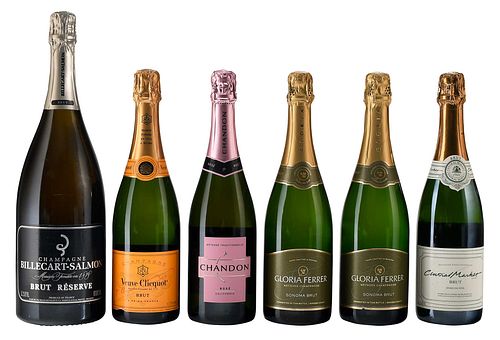 FIVE BOTTLES ASSORTED SPARKLING WINES,