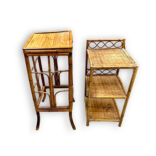 PAIR OF VINTAGE BAMBOO STANDS AND