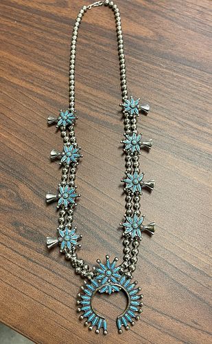 STERLING NAVAHO TURQUOISE SQUASH