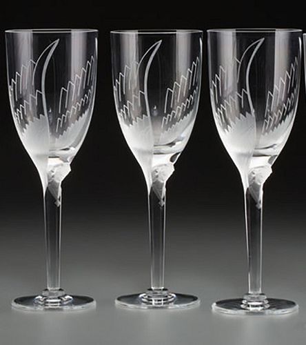 3 LALIQUE ANGEL WING CHAMPAGNE 372115